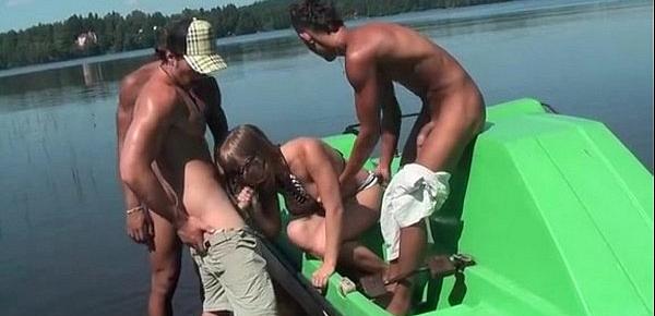  Titted blonde fucked hard in a boat